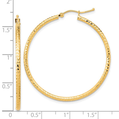 10K Gelbgold Diamantiert 2mm Rund Röhre Creolen