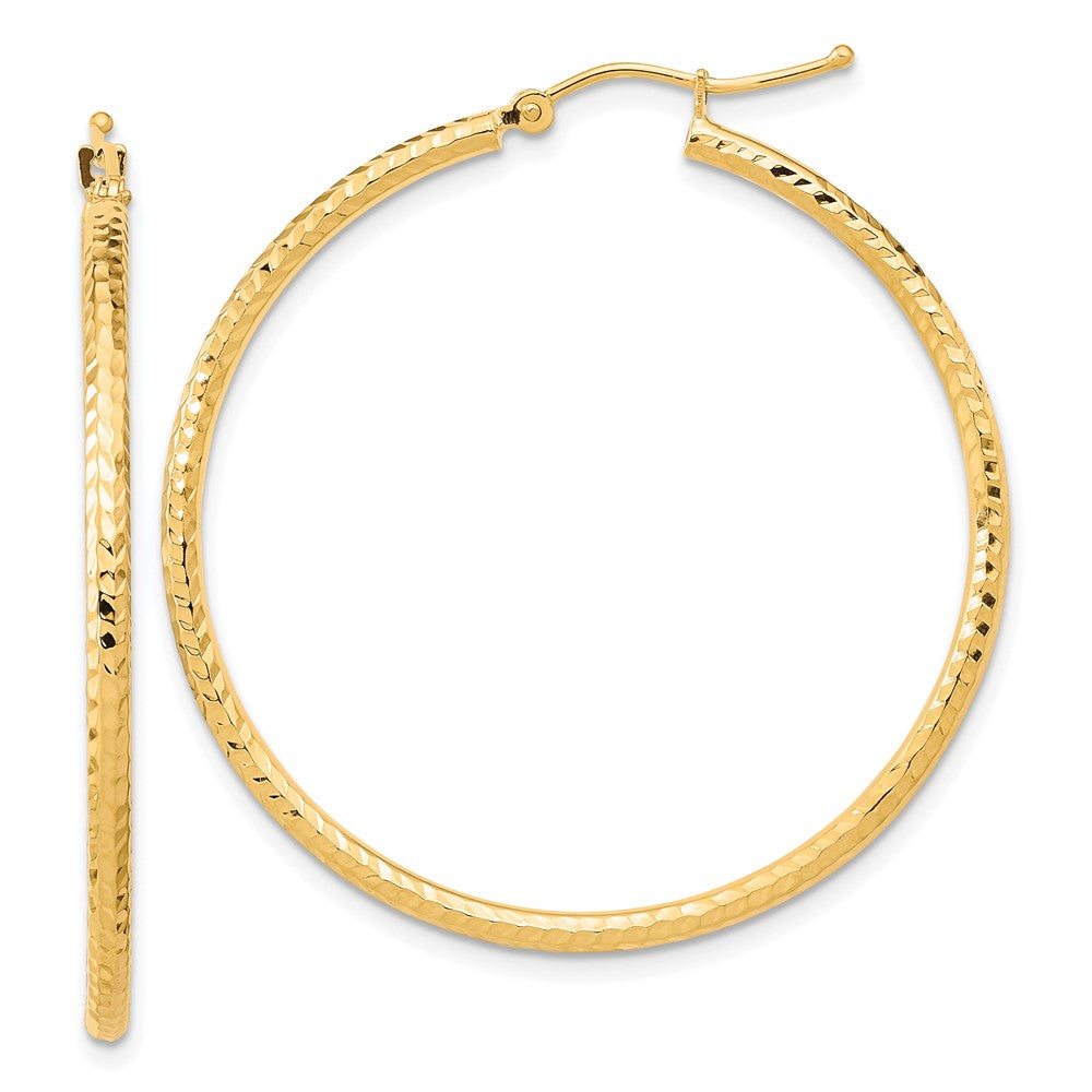 10K Gelbgold Diamantiert 2mm Rund Röhre Creolen
