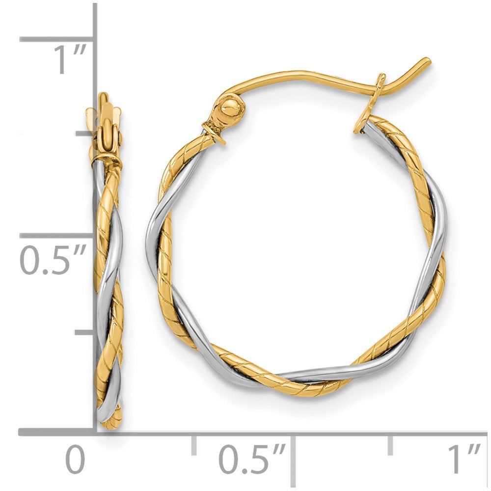 10K Bicolor Poliert 1.8mm Gedreht Creolen