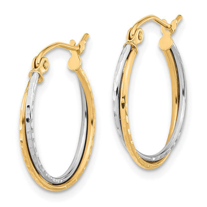 10K Bicolor Diamantiert Gedreht Creolen