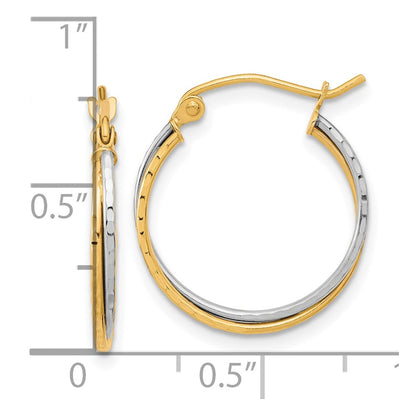 10K Bicolor Diamantiert Gedreht Creolen
