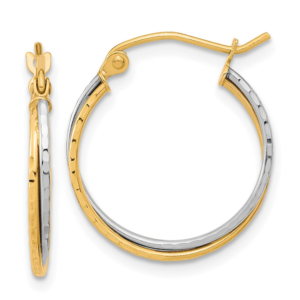 10K Bicolor Diamantiert Gedreht Creolen