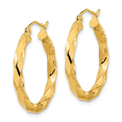 10K Gelbgold Poliert 3mm Gedreht Creolen