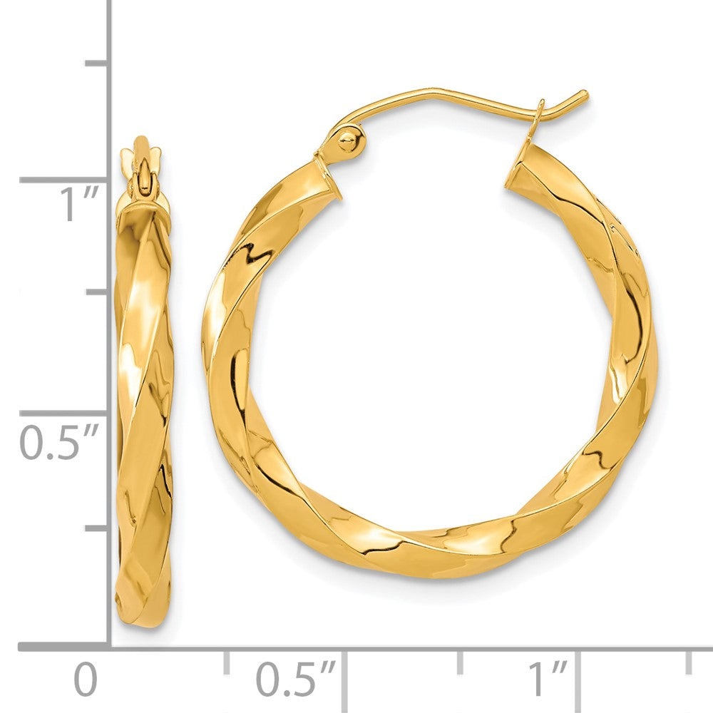 10K Gelbgold Poliert 3mm Gedreht Creolen