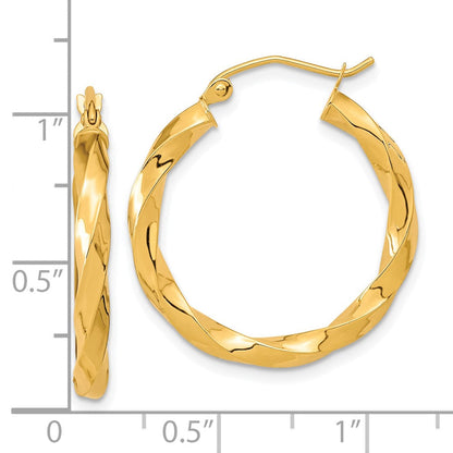 10K Gelbgold Poliert 3mm Gedreht Creolen
