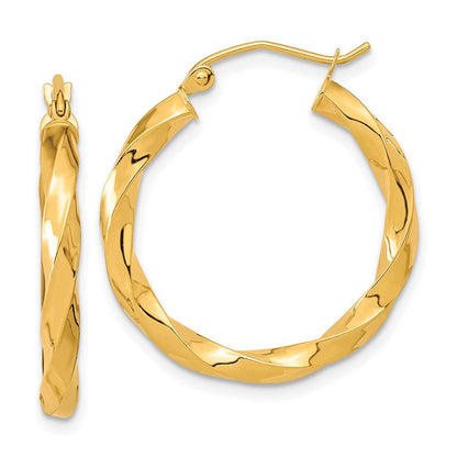 10K Gelbgold Poliert 3mm Gedreht Creolen