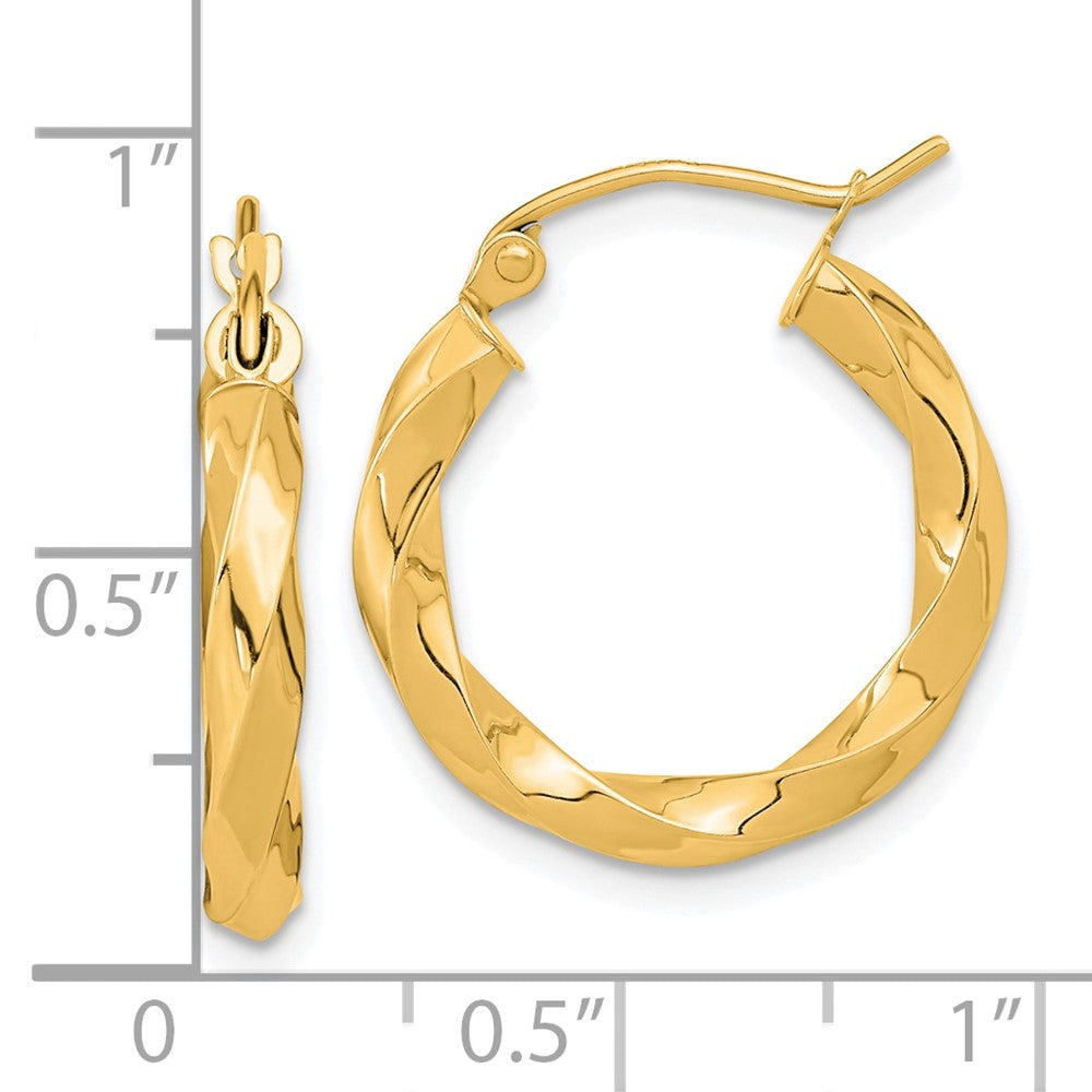 10K Gelbgold Poliert 3mm Gedreht Creolen
