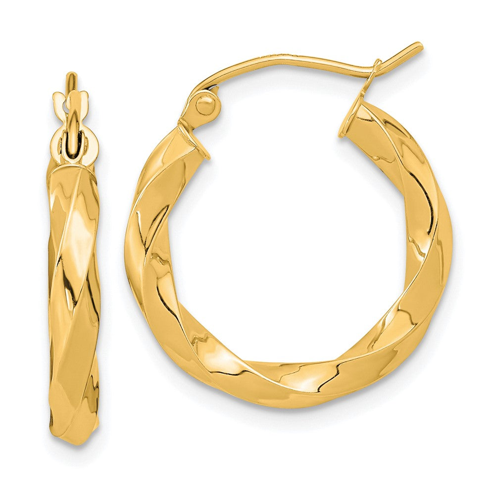 10K Gelbgold Poliert 3mm Gedreht Creolen