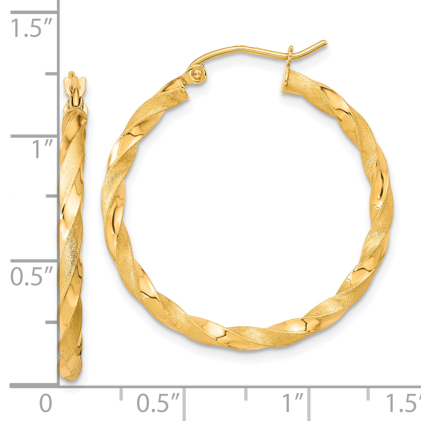10K Gelbgold Poliert & Satiniert Gedreht Creolen