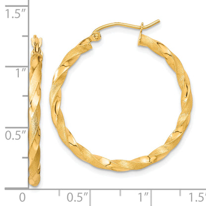 10K Gelbgold Poliert & Satiniert Gedreht Creolen