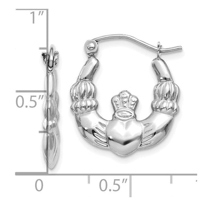 10K Weißgold Claddagh Creolen