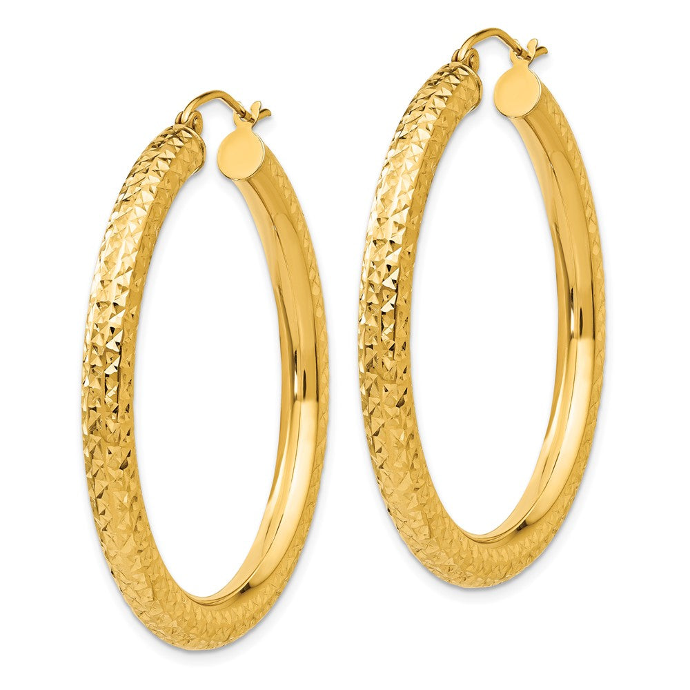 10K Gelbgold Diamantiert 4mm Rund Creolen