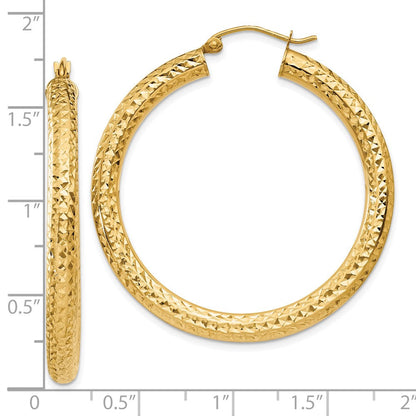 10K Gelbgold Diamantiert 4mm Rund Creolen