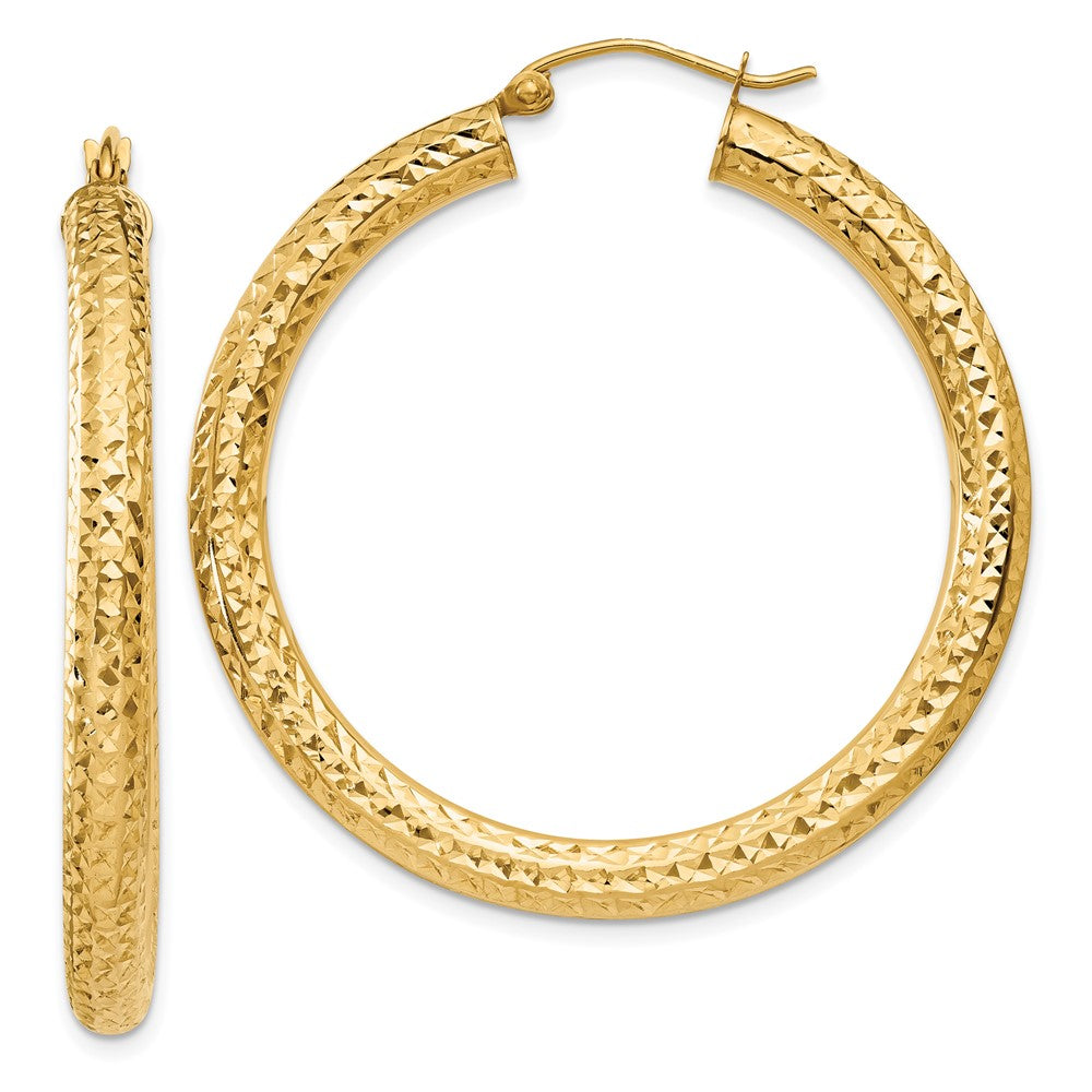 10K Gelbgold Diamantiert 4mm Rund Creolen