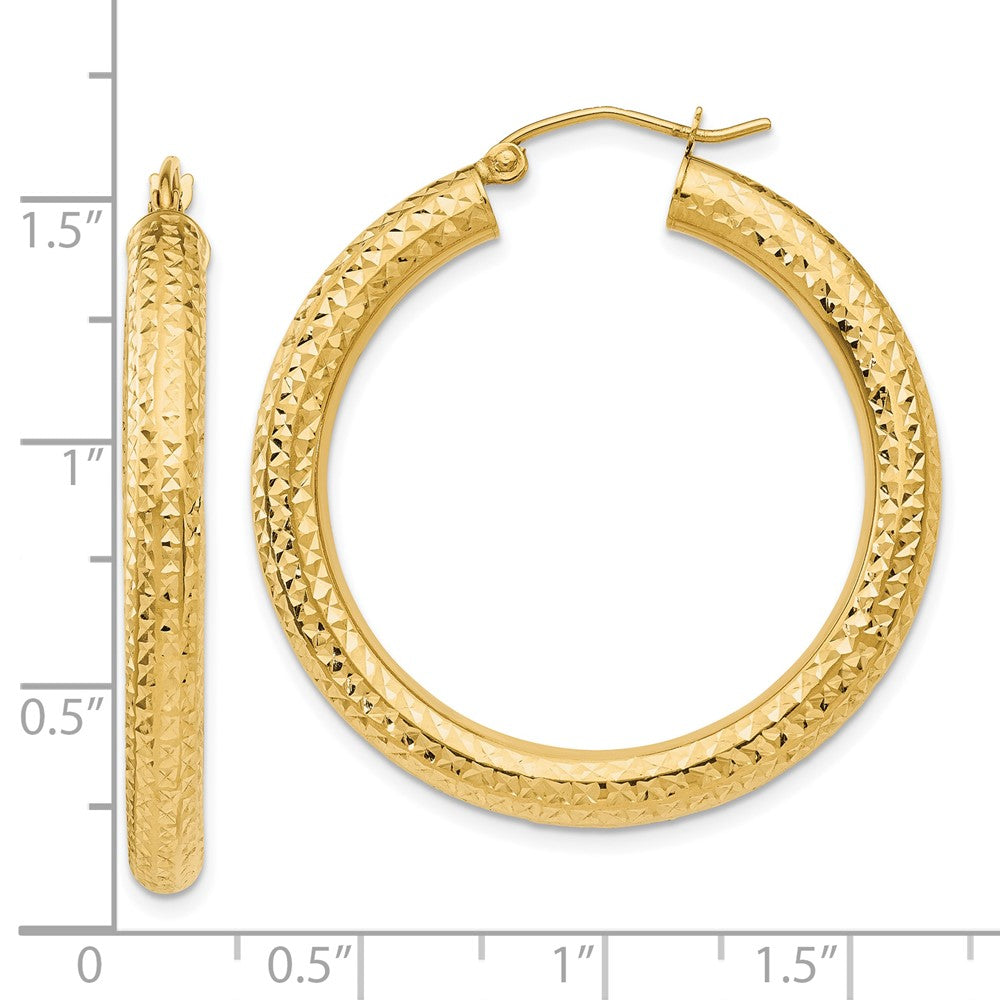10K Gelbgold Diamantiert 4mm Rund Creolen