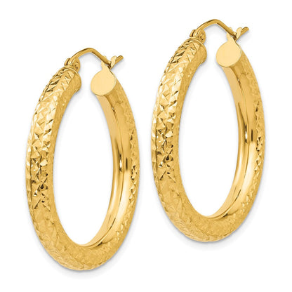 10K Gelbgold Diamantiert 4mm Rund Creolen