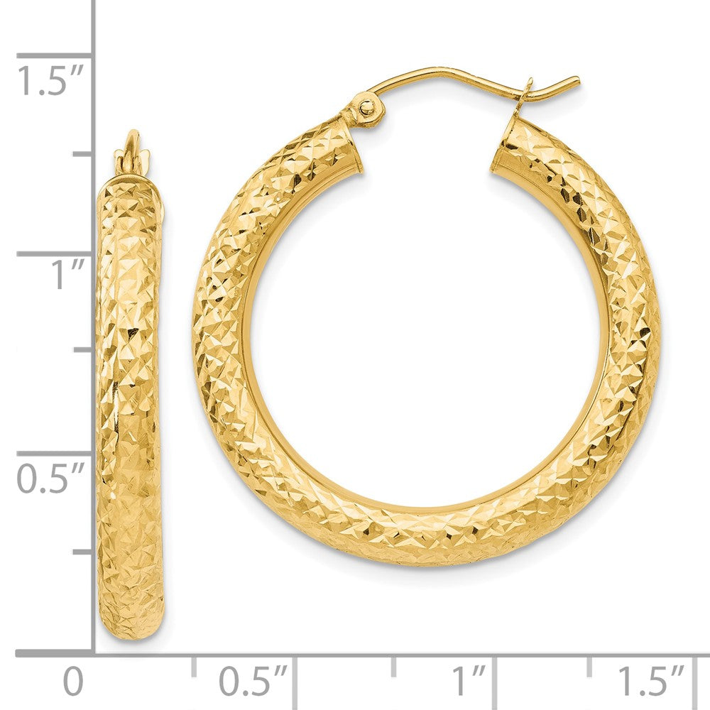 10K Gelbgold Diamantiert 4mm Rund Creolen