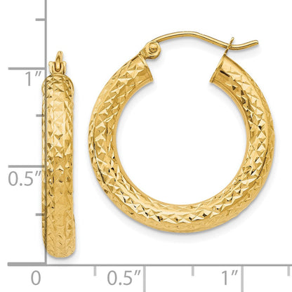 10K Gelbgold Diamantiert 4mm Rund Creolen