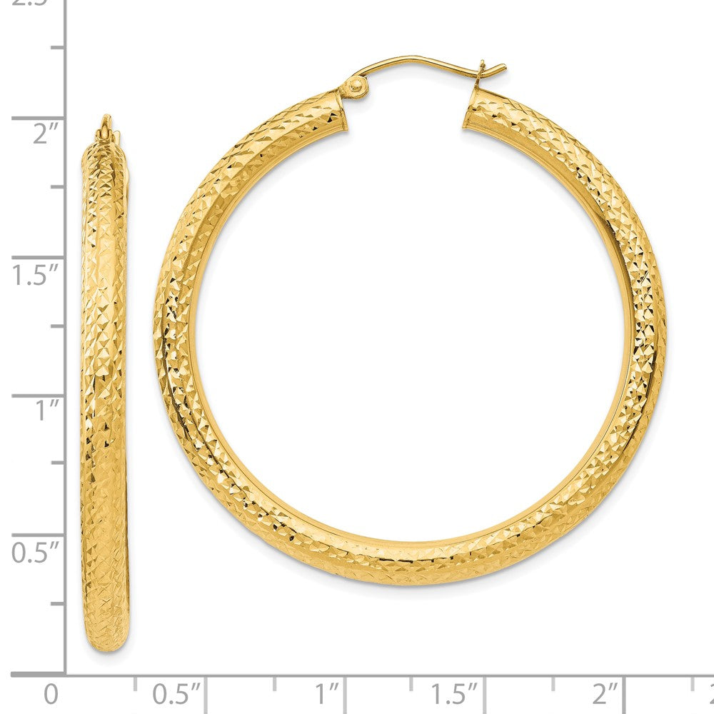 10K Gelbgold Diamantiert 4mm Rund Creolen