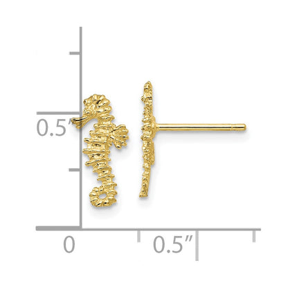 10K Gelbgold Mini Seepferdchen Ohrstecker