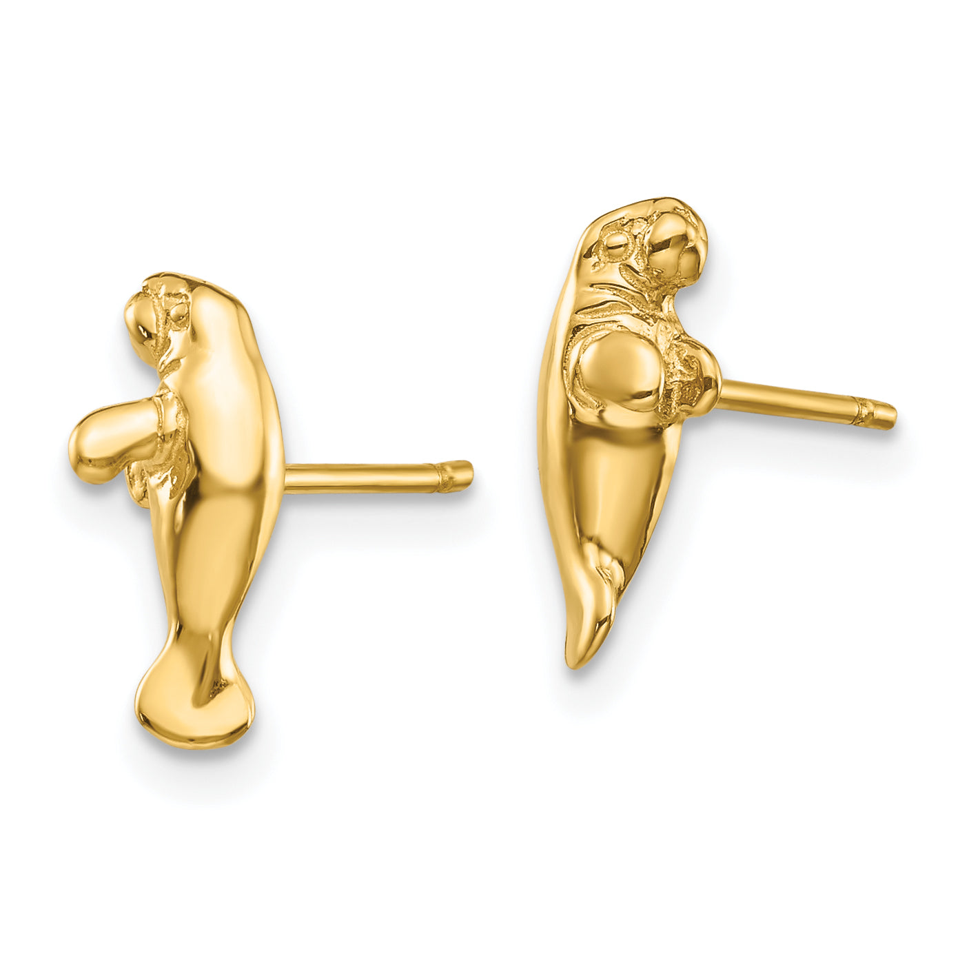 10K Gelbgold Mini Manatee Ohrstecker