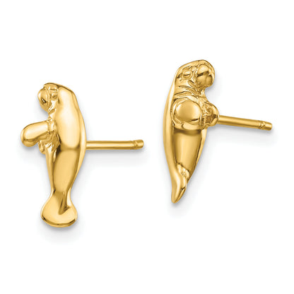 10K Gelbgold Mini Manatee Ohrstecker