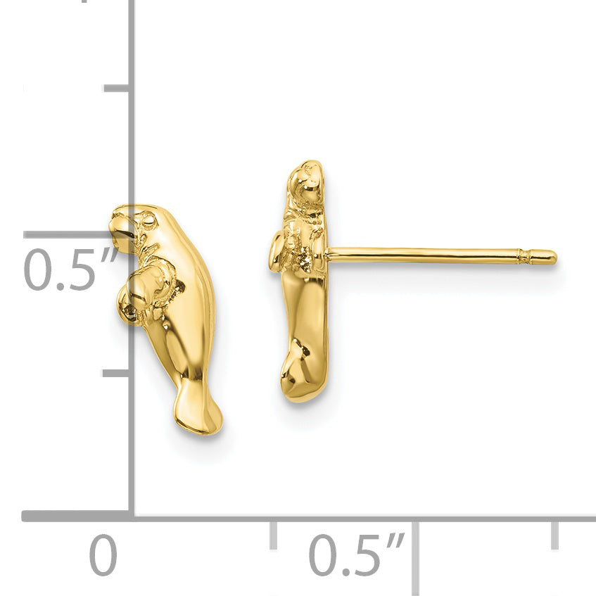 10K Gelbgold Mini Manatee Ohrstecker