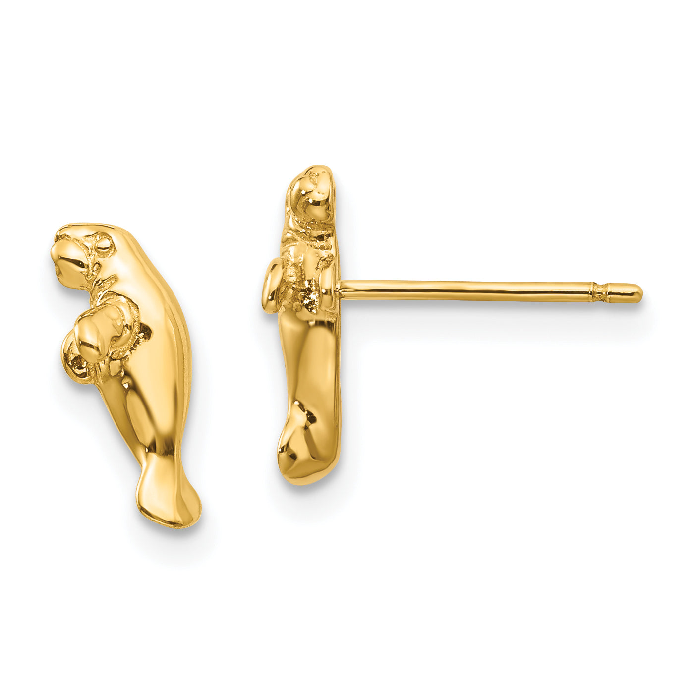 10K Gelbgold Mini Manatee Ohrstecker