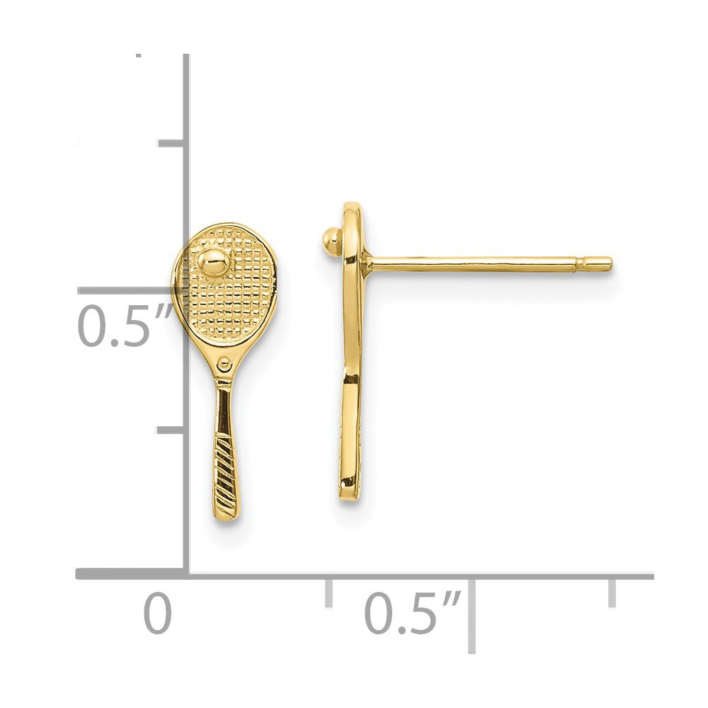 10K Gelbgold 10K Mini Tennis Schläger mit Kugel Ohrstecker