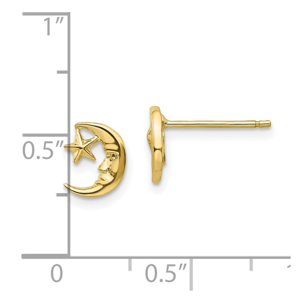 10K Gelbgold Mond und Stern Ohrstecker