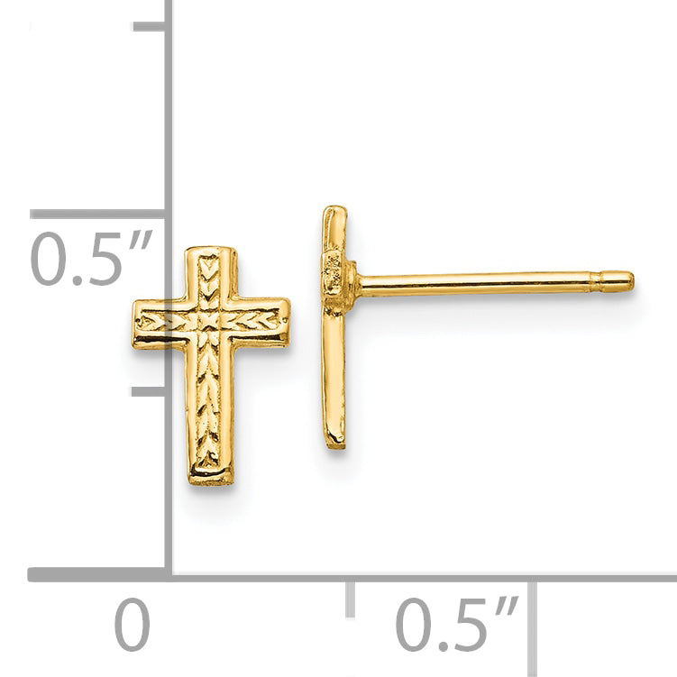 10K Gelbgold Poliert Kreuz Ohrstecker