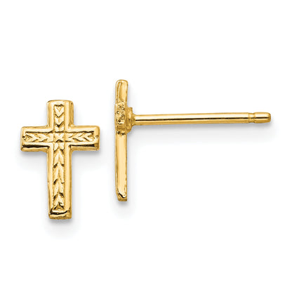 10K Gelbgold Poliert Kreuz Ohrstecker