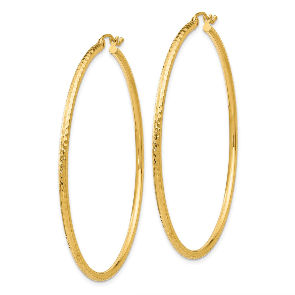 10K Gelbgold Diamantiert 2mm Rund Röhre Creolen