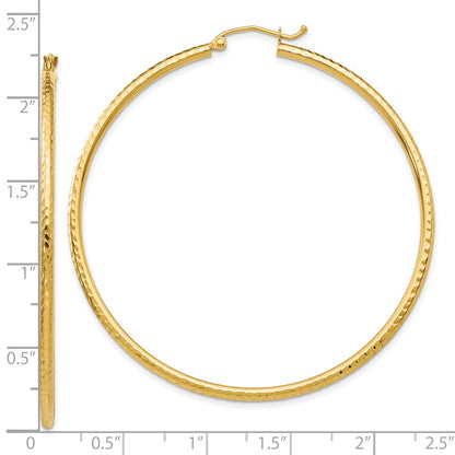 10K Gelbgold Diamantiert 2mm Rund Röhre Creolen