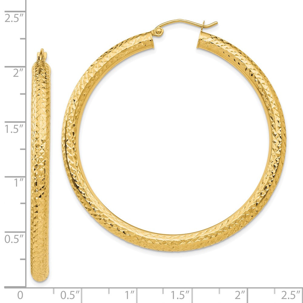 10K Gelbgold Diamantiert 4mm Rund Creolen