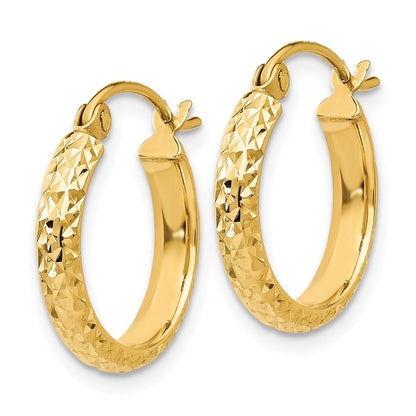 10K Gelbgold Diamantiert 2.8x15mm Hohl Creolen