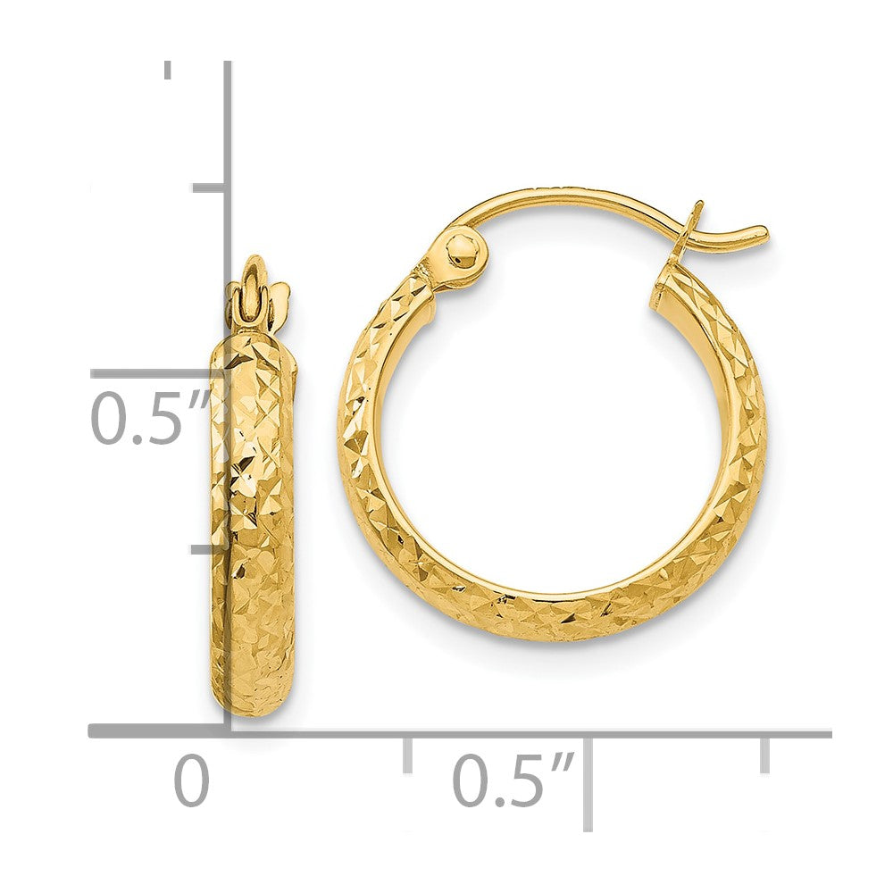 10K Gelbgold Diamantiert 2.8x15mm Hohl Creolen