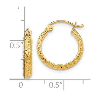 10K Gelbgold Diamantiert 2.8x15mm Hohl Creolen