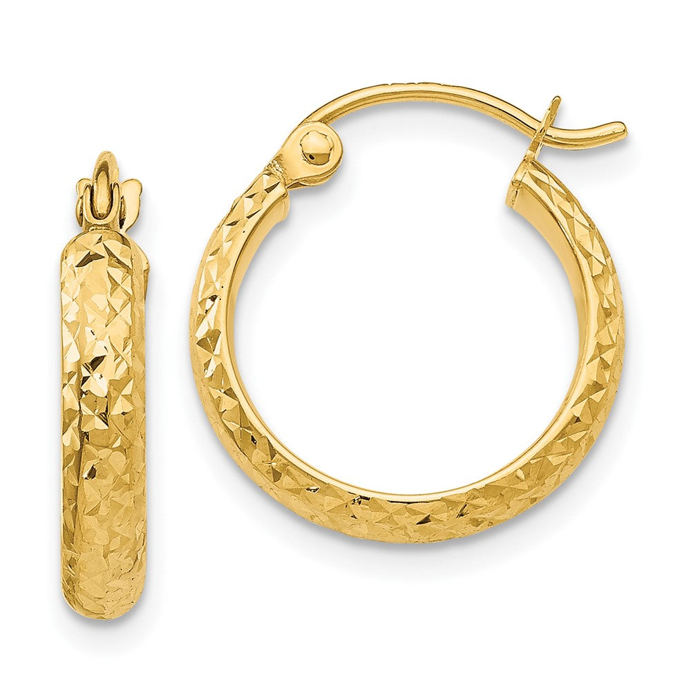 10K Gelbgold Diamantiert 2.8x15mm Hohl Creolen