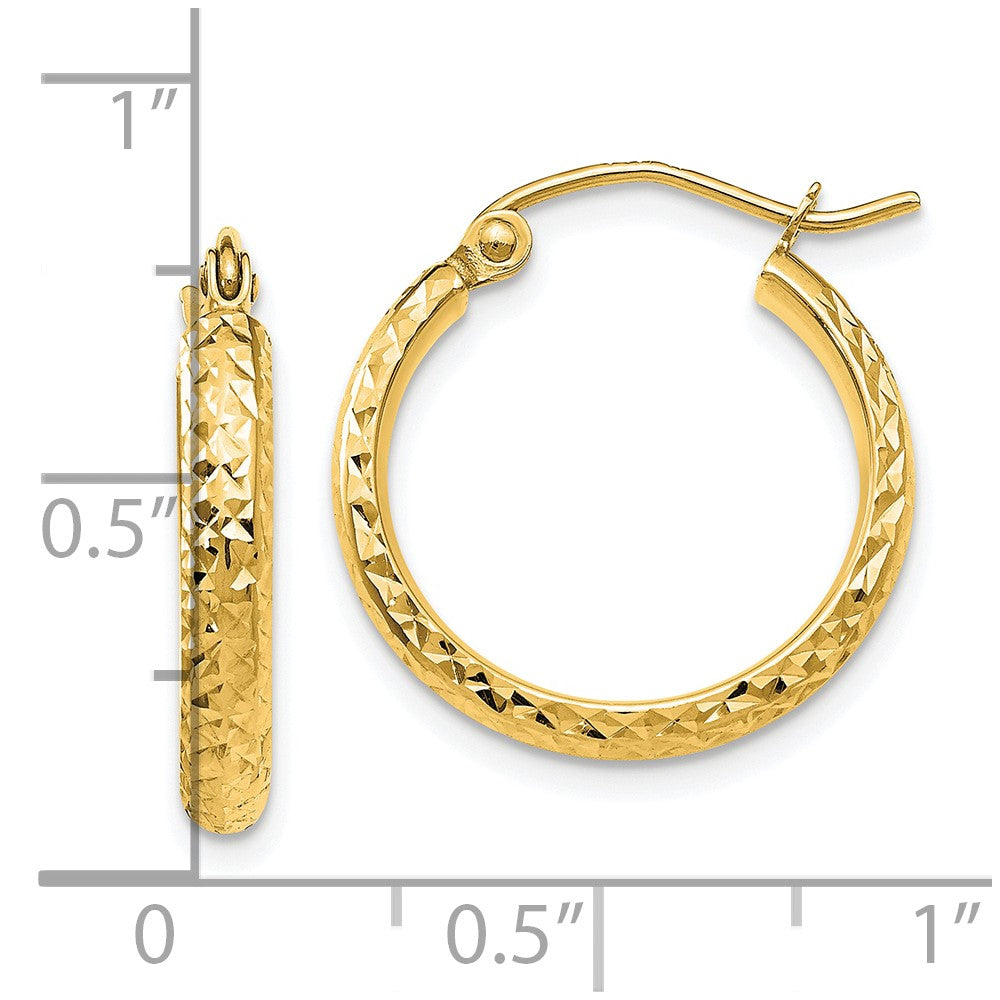 10K Gelbgold Diamantiert 2.8x18mm Hohl Creolen