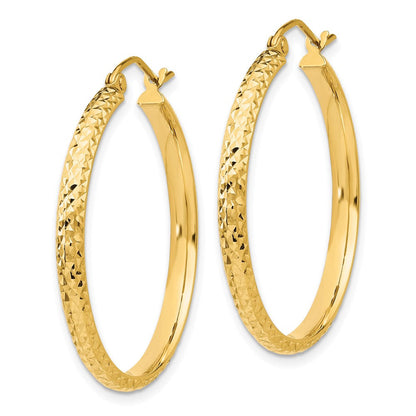10K Gelbgold Diamantiert 2.8x30mm Hohl Creolen