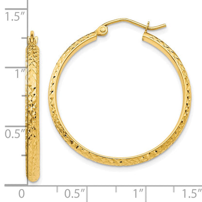 10K Gelbgold Diamantiert 2.8x30mm Hohl Creolen