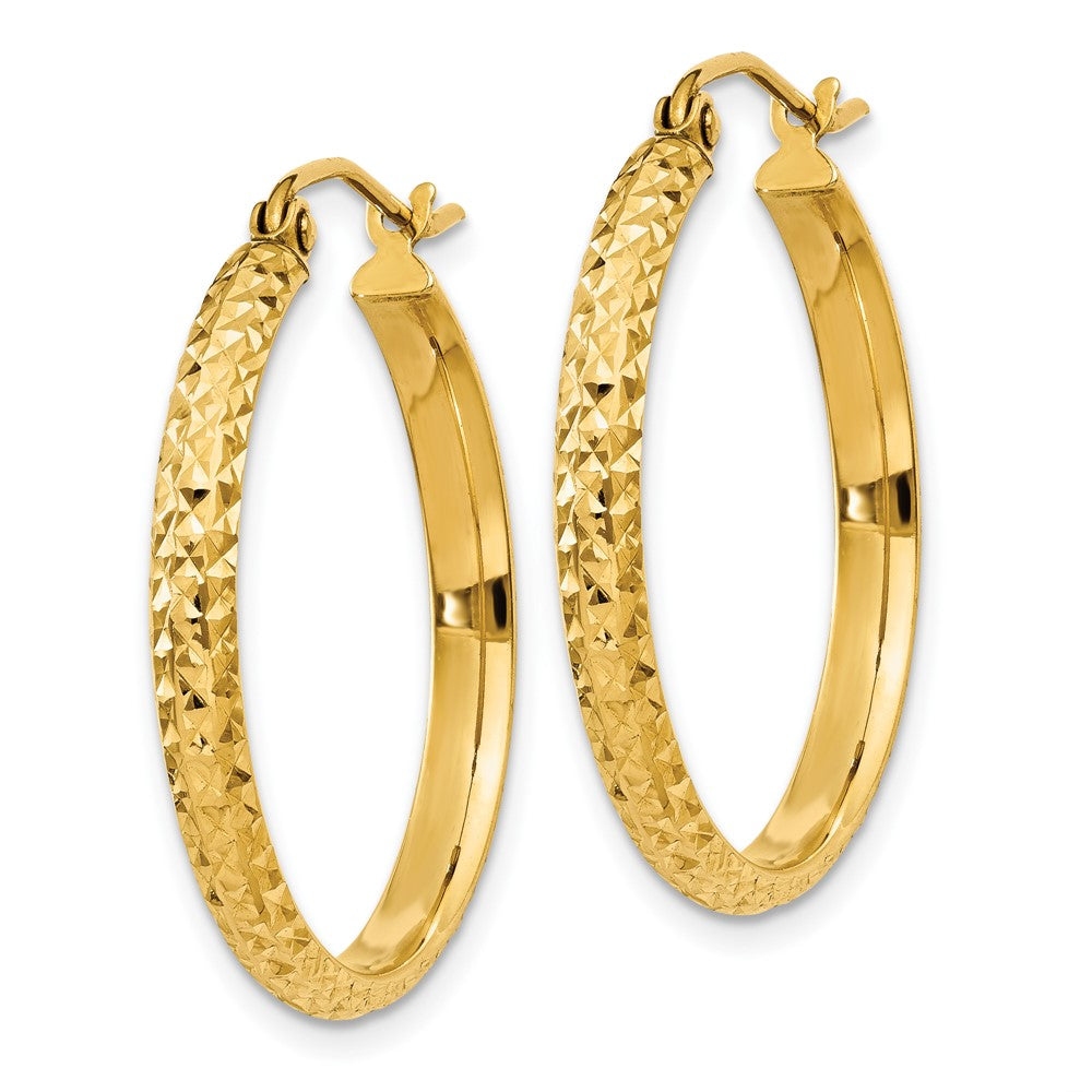 10K Gelbgold Diamantiert 2.8x25mm Hohl Creolen