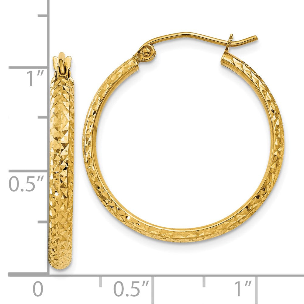 10K Gelbgold Diamantiert 2.8x25mm Hohl Creolen
