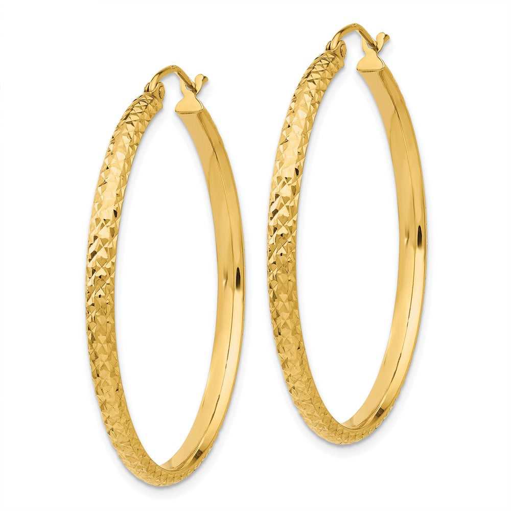 10K Gelbgold Diamantiert 2.8x37mm Hohl Creolen
