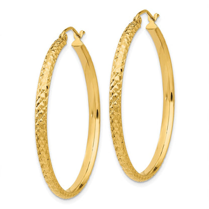 10K Gelbgold Diamantiert 2.8x37mm Hohl Creolen