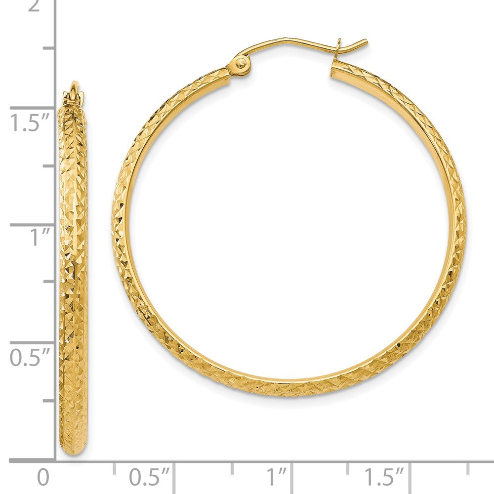 10K Gelbgold Diamantiert 2.8x37mm Hohl Creolen