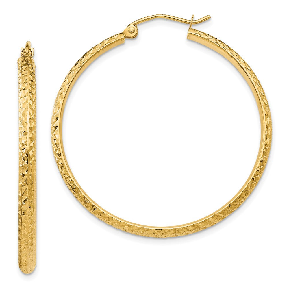 10K Gelbgold Diamantiert 2.8x37mm Hohl Creolen