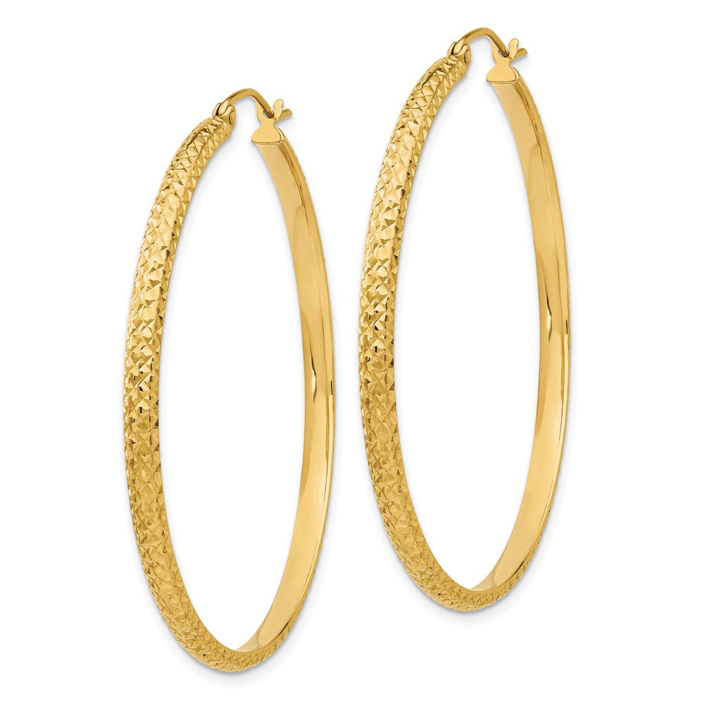 10K Gelbgold Diamantiert 2.8x46mm Hohl Creolen