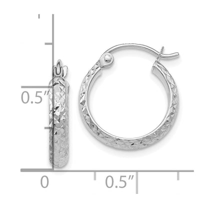 10K Weißgold Diamantiert 2.8x15mm Hohl Creolen